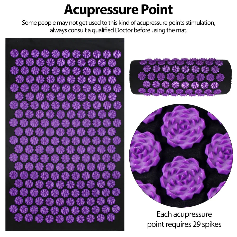 Acupressure Mat & Pillow Set - Spike Massage Mat for Pain Relief & Relaxation
