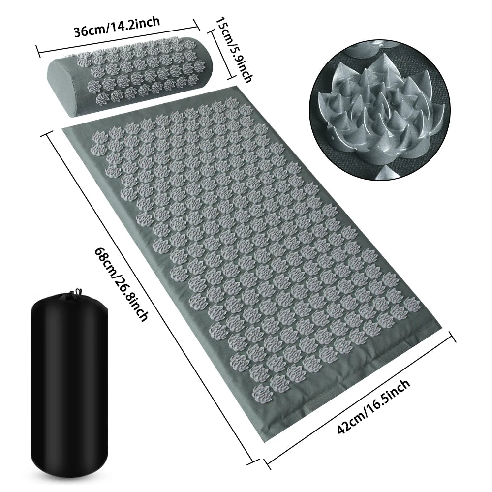 Acupressure Mat & Pillow Set - Spike Massage Mat for Pain Relief & Relaxation