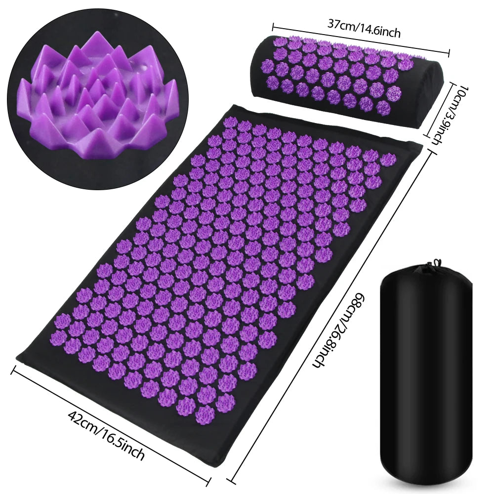 Acupressure Mat & Pillow Set - Spike Massage Mat for Pain Relief & Relaxation