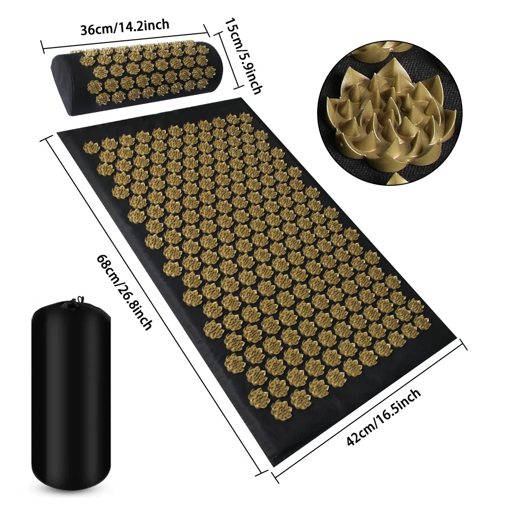 Acupressure Mat & Pillow Set - Spike Massage Mat for Pain Relief & Relaxation