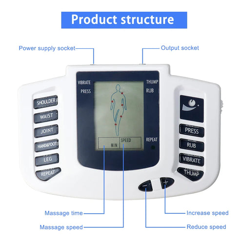 EMS Tens Massage Device – 16 Pads, 10 Intensity Levels