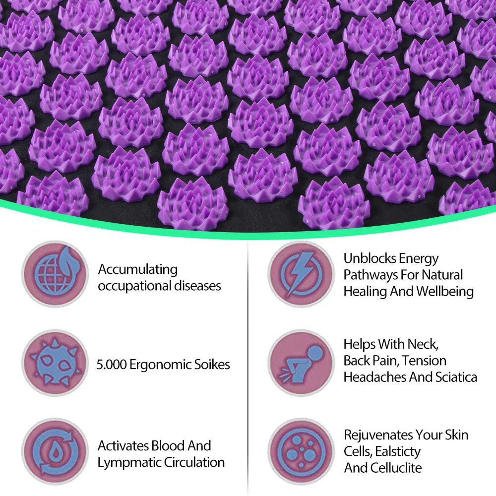 Acupressure Mat & Pillow Set - Spike Massage Mat for Pain Relief & Relaxation
