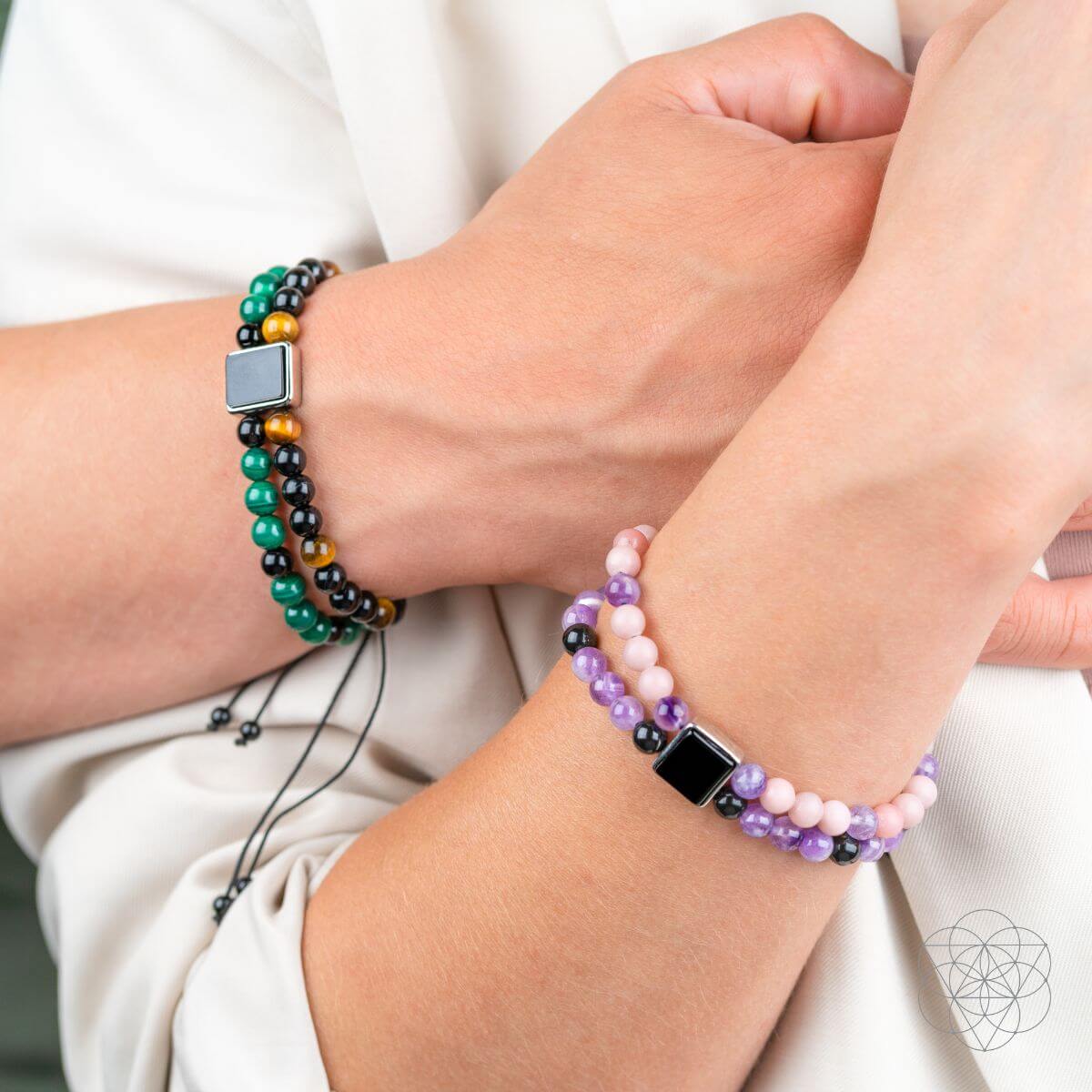 Apollo's Shield Protection Bracelet with Malachite, Onyx & Tiger's Eye