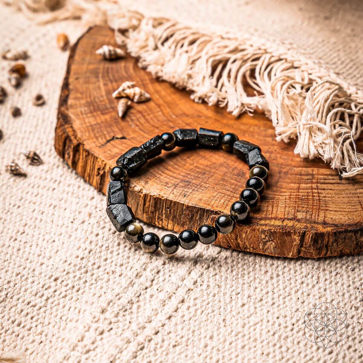 Black Tourmaline & Golden Obsidian Protection Bracelet